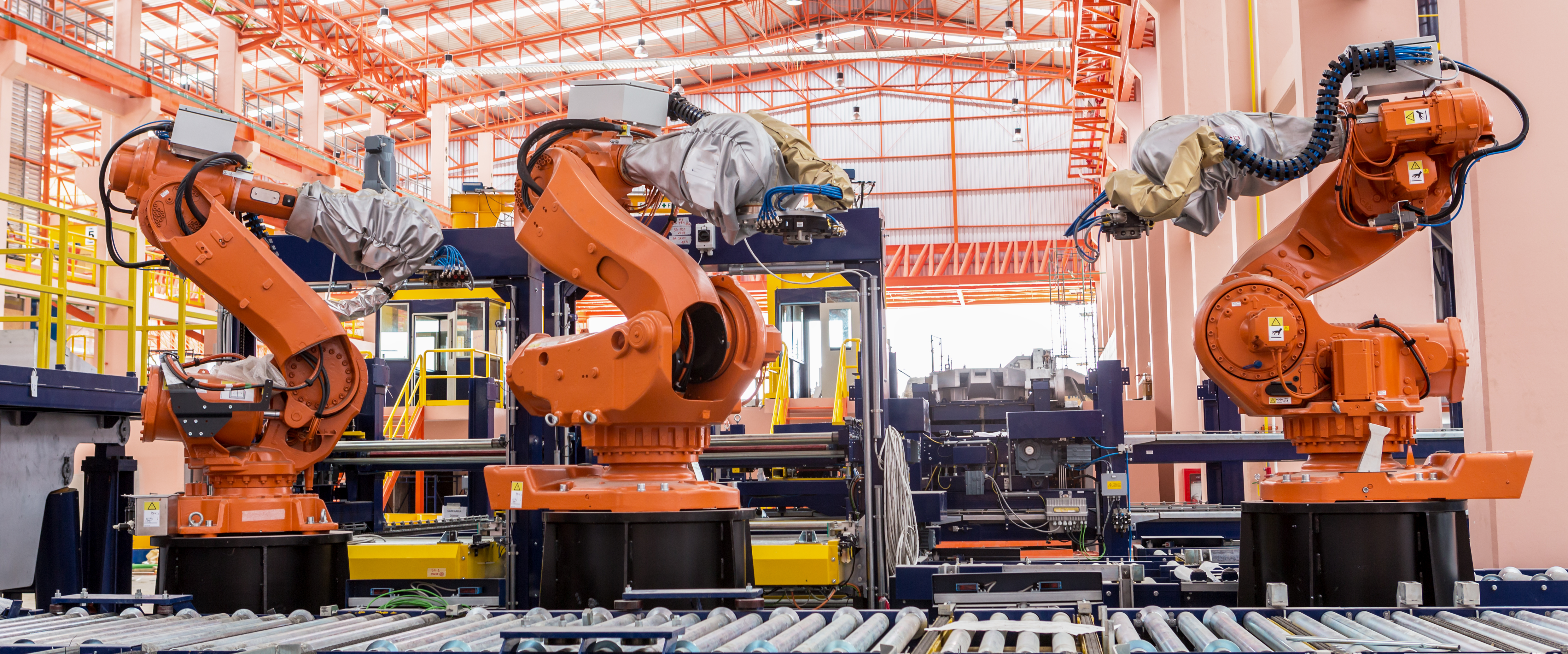 welding robots in a car manufacturer factory