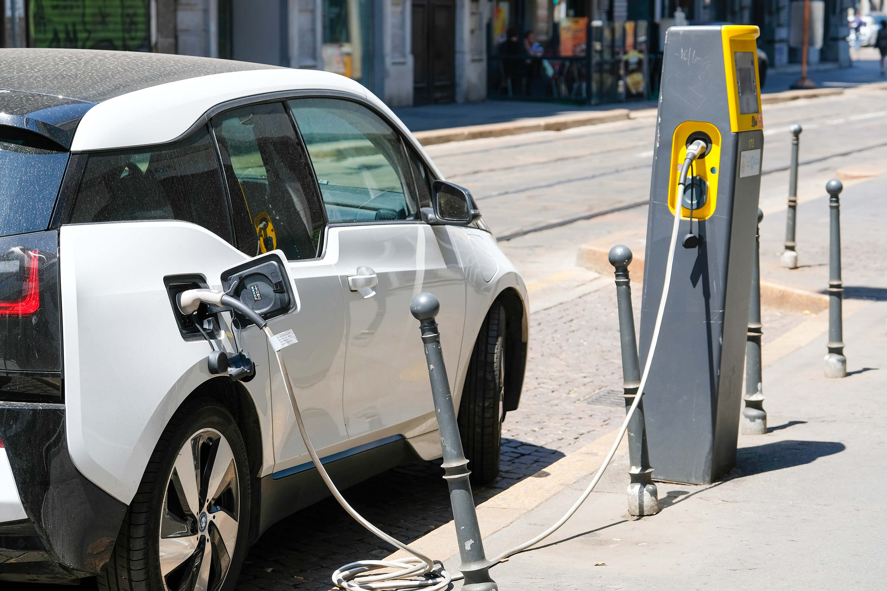 Milan, Italy - June, 19, 2017: electric car charges in Milan, Italy
